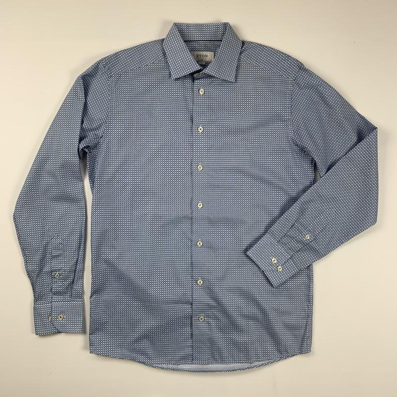 Herren Eton Hemd Blau 40 /L / 48