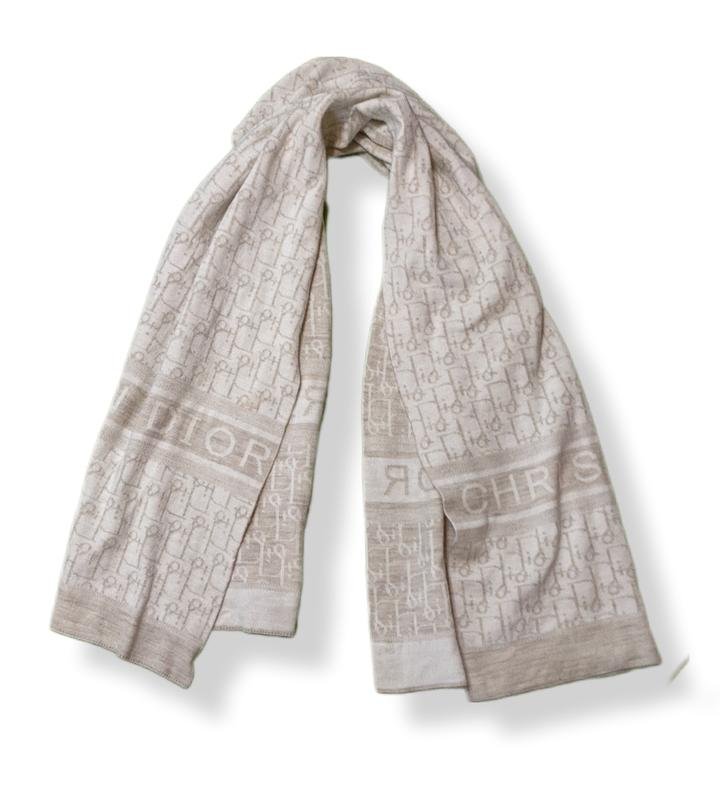 Femme Christian Dior Écharpe Blanche Tricot