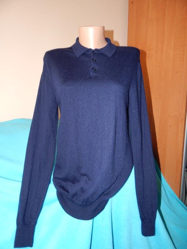 Herren Jaeger Pullover Marineblau Wolle 40 /L / 48
