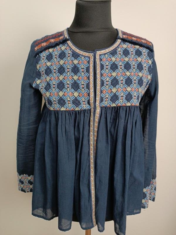 Women Hallhuber Embroidered Blouse Red Cotton 38