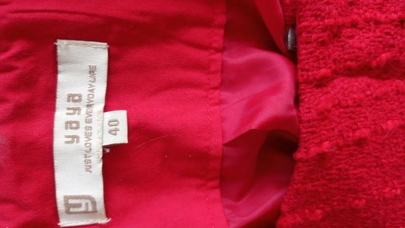 Women Tweed Jacket Chanel Style Red 38 / M / 46