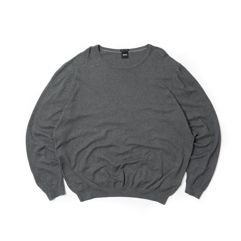 Herren Hugo Boss Pullover Grau Baumwolle 44 / XXL