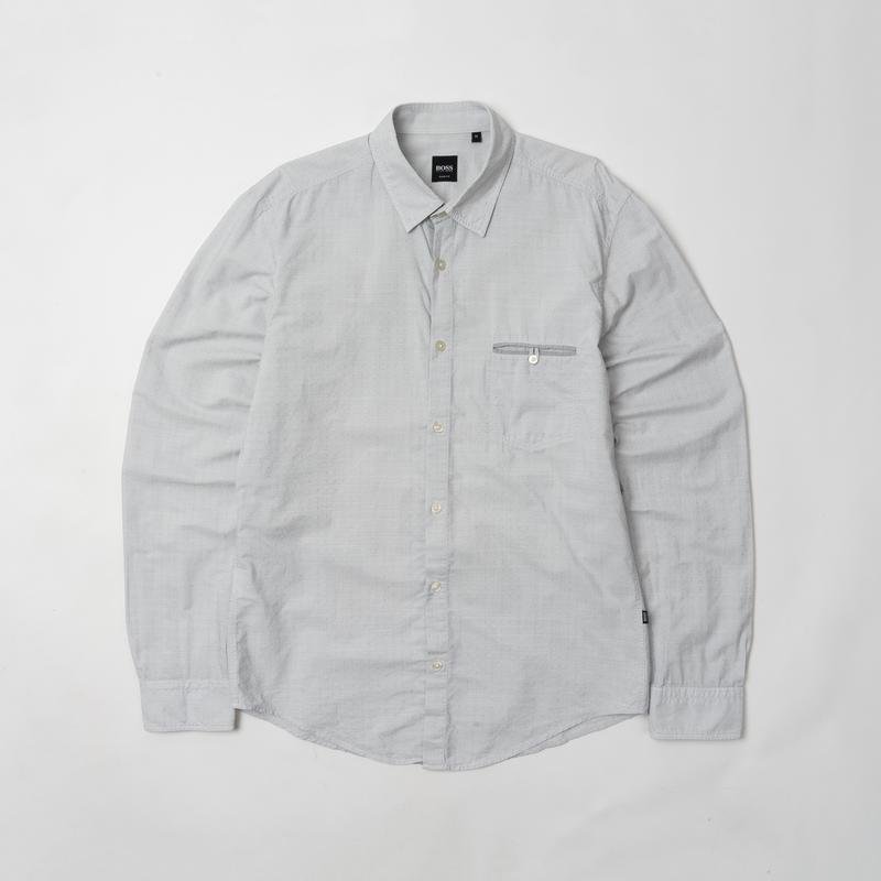 Herren Hugo Boss Hemd Silber Baumwolle 38 / M / 46