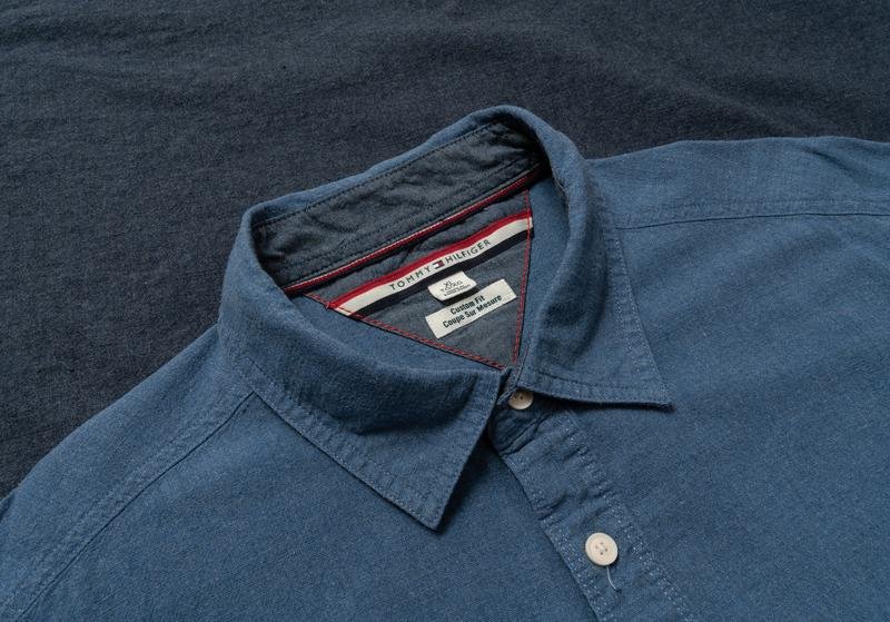Uomo Tommy Hilfiger Camicia Blu Navy Cotone 42 /