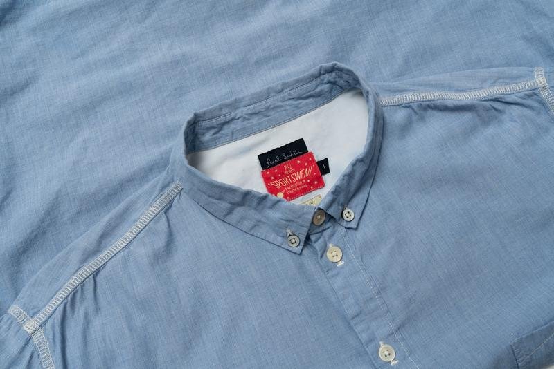 Мужской Paul Smith Рубашка Голубая Хлопок 40 /L /