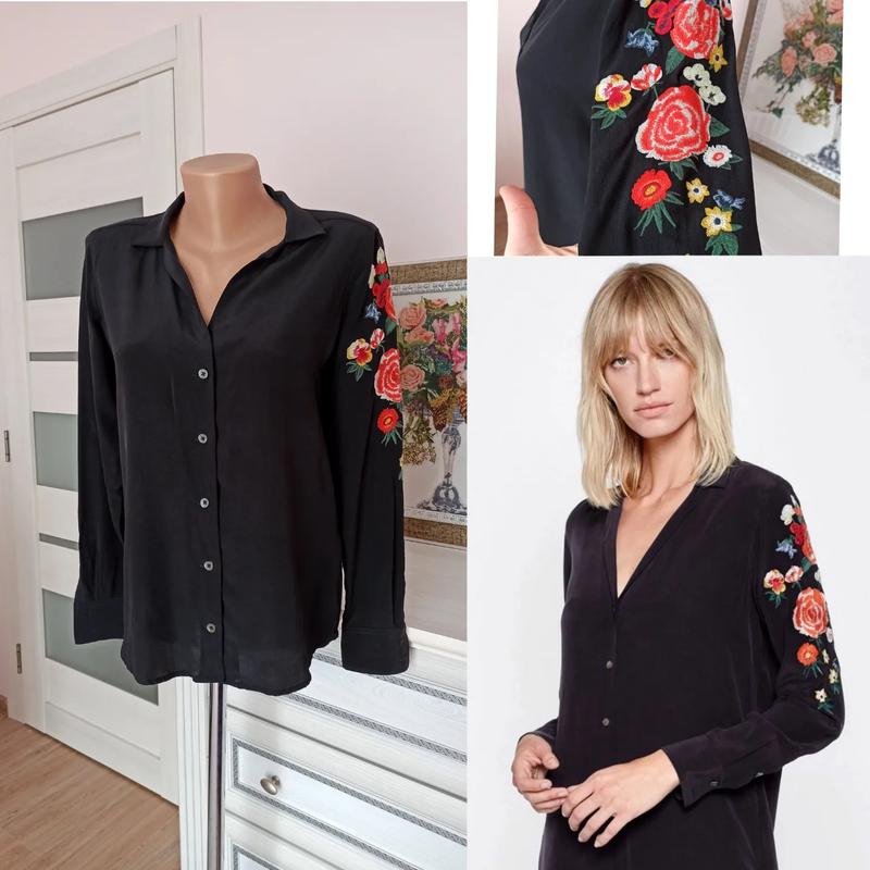 Donna Equipment Camicia Nera Setà 34 / XS / 42