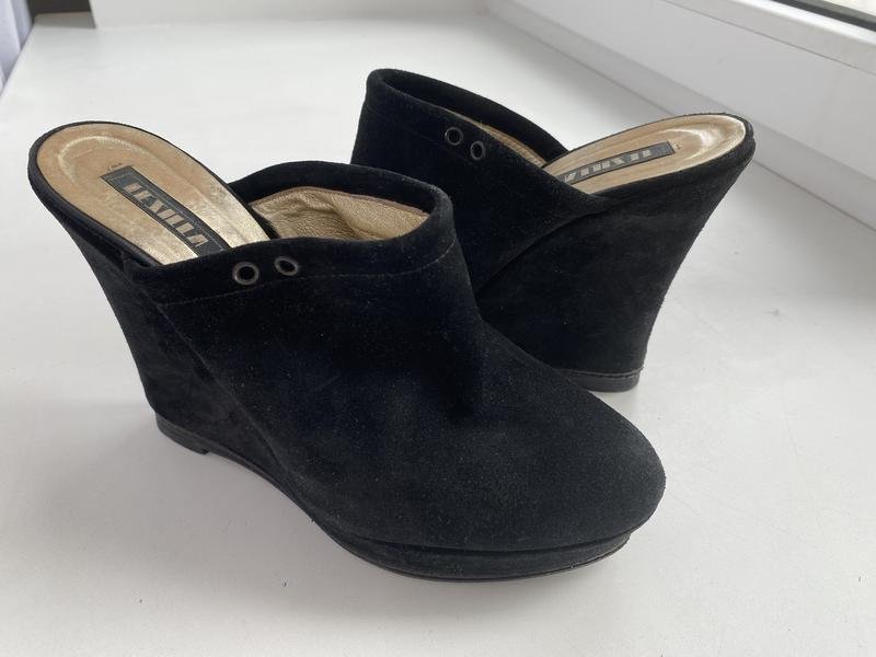 Damen Le Silla Sabots Schwarz Wildleder 37
