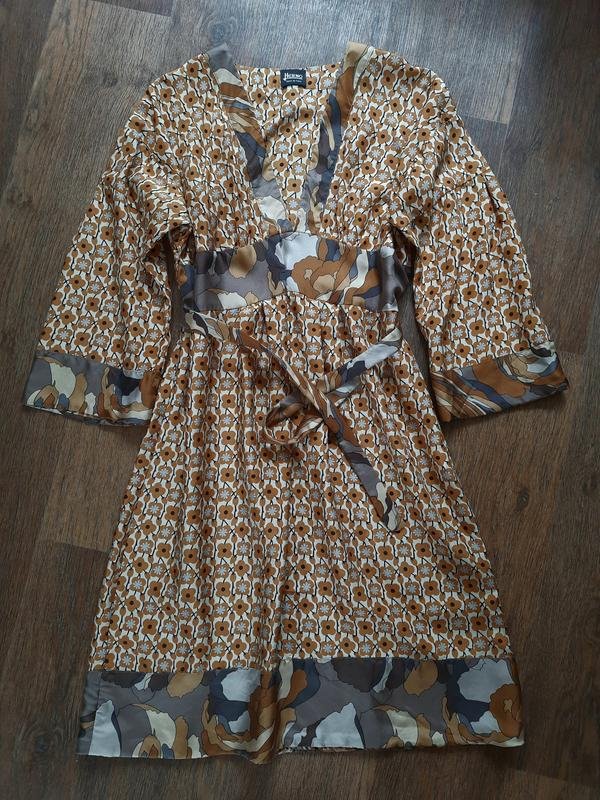 Women Herno Dress Brown Silk 36 / S / 44