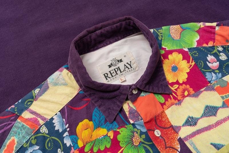 Uomo Replay Camicia Viola Cotone 40 /L / 48