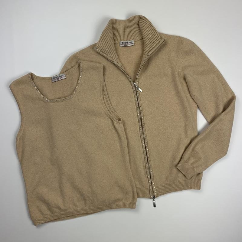 Women Gran Sasso Sweater Beige Cashmere 34 / XS /