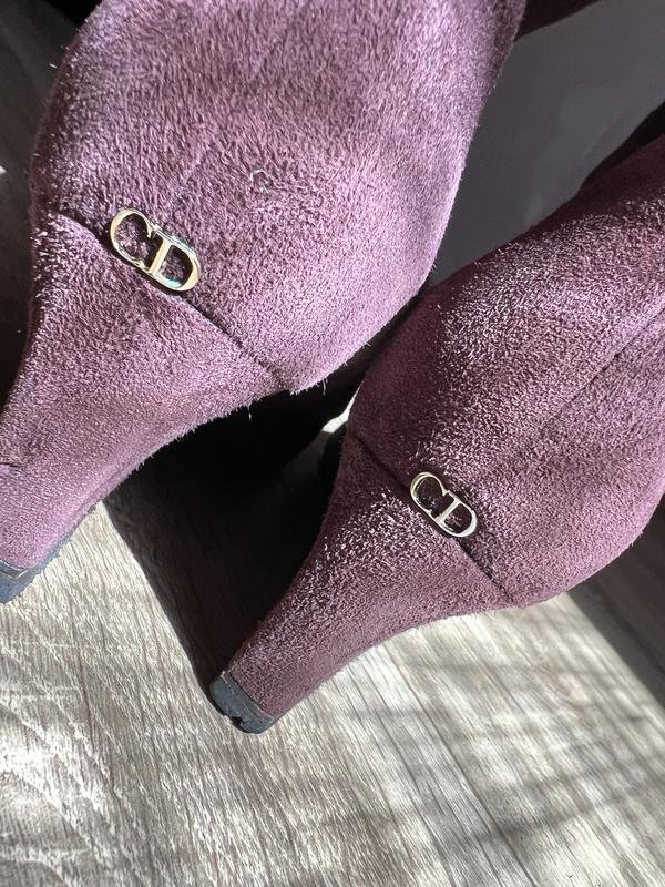 Women Christian Dior Boots Burgundy Suede 36