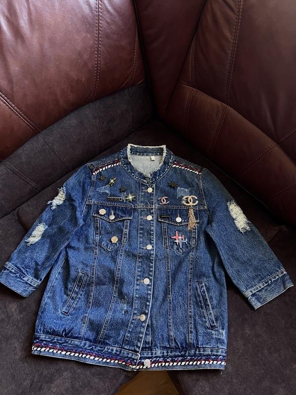 Women CHANEL Jacket Navy Cotton 36