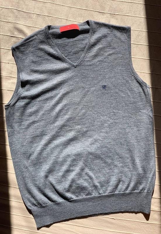 Мужской Carolina Herrera Жилет Серый Шерсть 36 / S