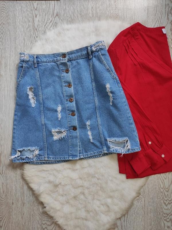 Women Barker Skirt Blue Denim 38