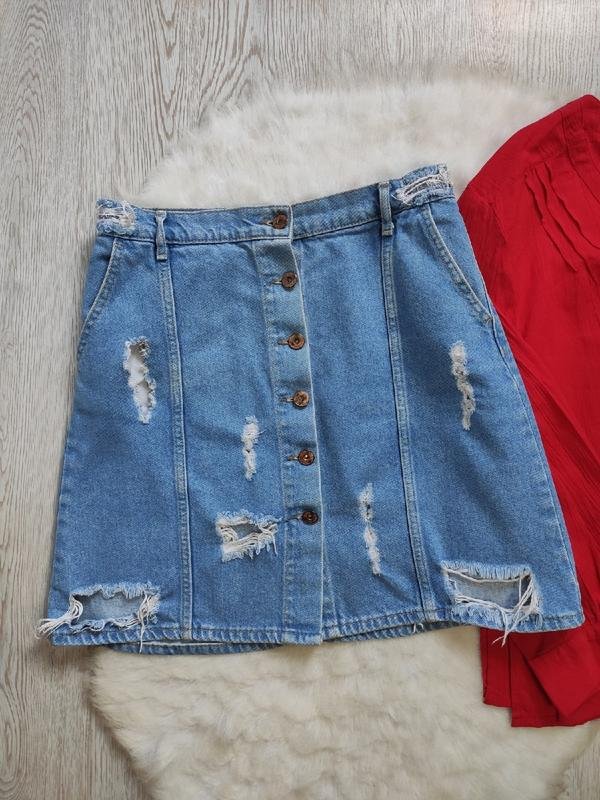 Women Barker Skirt Blue Denim 38