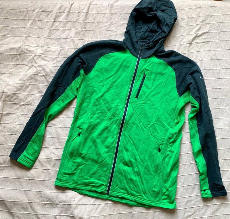 Uomo Icebreaker Felpa con Cappuccio Verde Lana 38