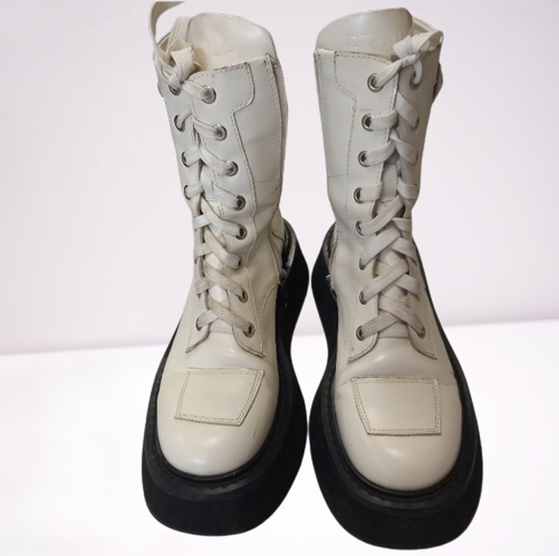 Женские Prada Ботинки Белый Кожа 37