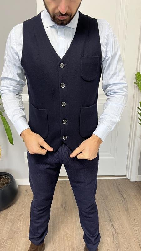 Herren Custommade Weste Marineblau 38 / M / 46