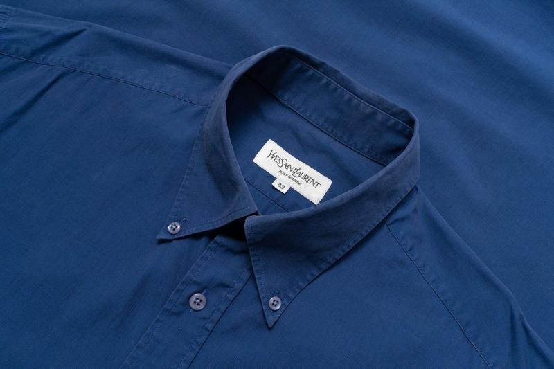 Uomo Yves Saint Laurent Camicia Blu Navy Cotone 42