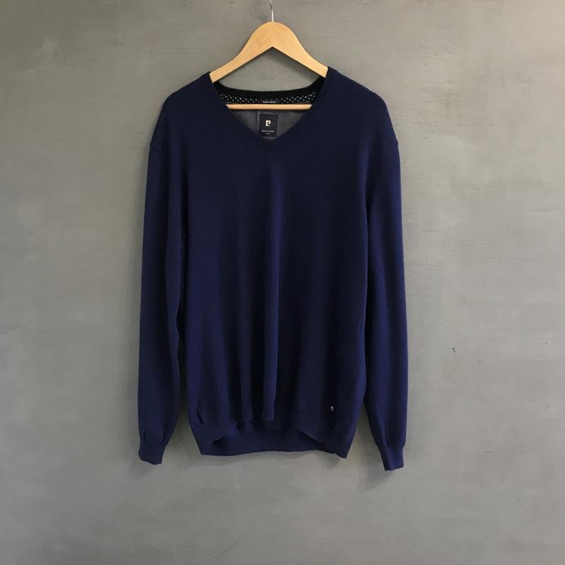 Men Pierre Cardin Sweater Navy Cotton 44 / XXL /