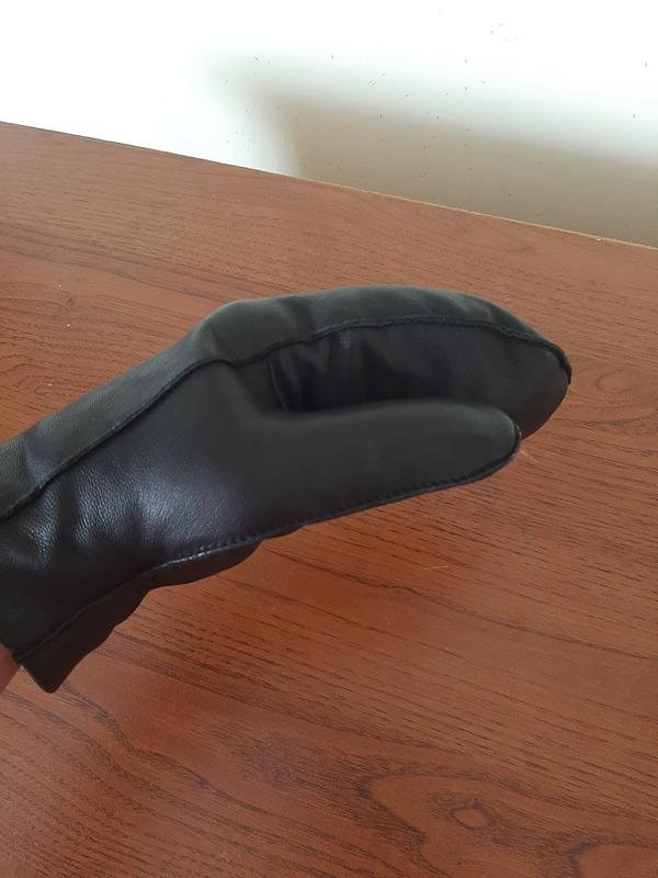 Women COS Mittens Black Leather Other