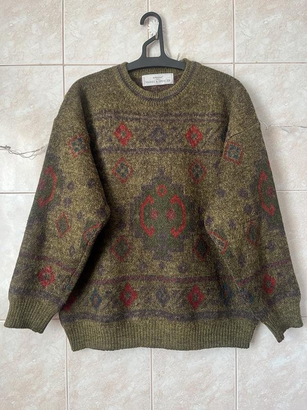 Мужская Vintage Кофта Хаки Акрил 38 / M / 46