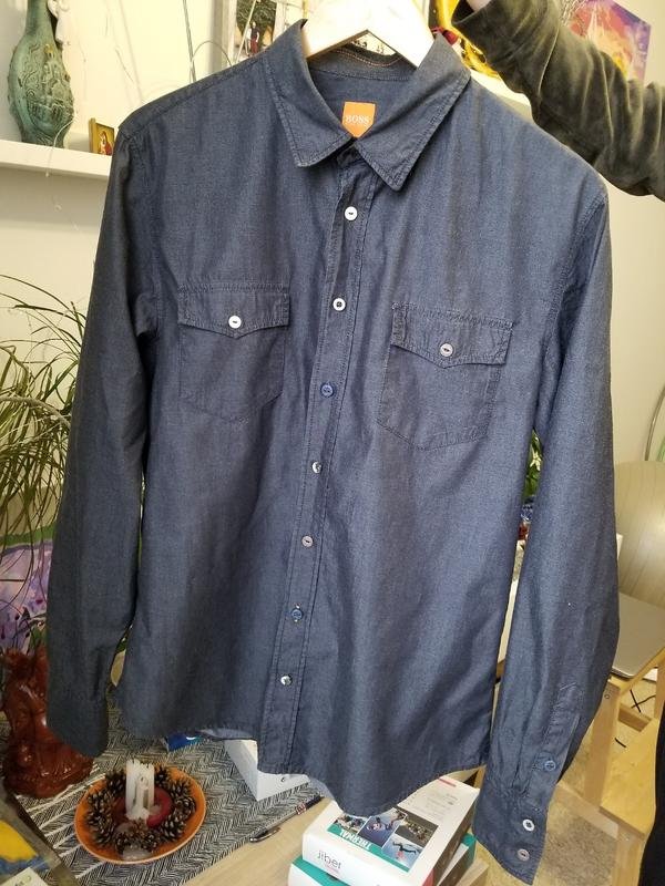 Мужской Hugo Boss Рубашка Серый Хлопок 40 /L / 48