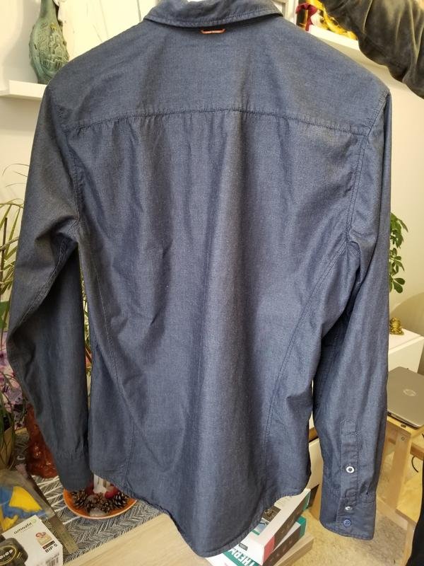 Мужской Hugo Boss Рубашка Серый Хлопок 40 /L / 48