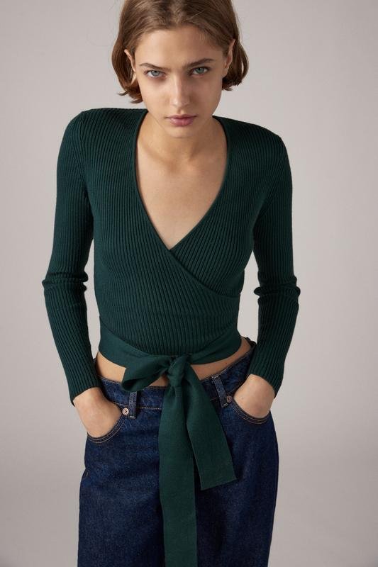 Women ZARA Sweater Green 34 / XS / 42