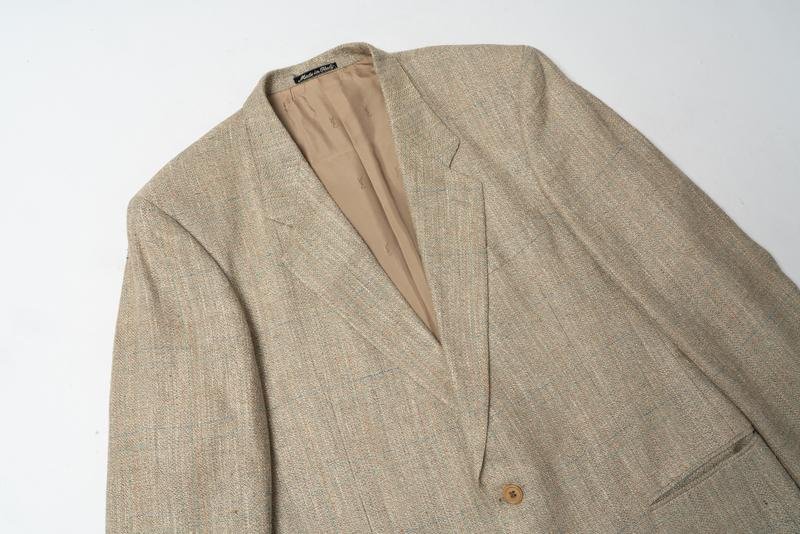 Men Yves Saint Laurent Blazer Beige Silk Linen