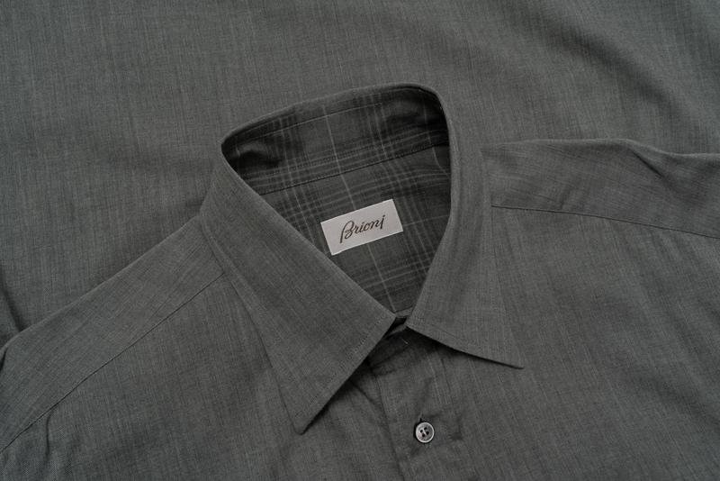 Herren Brioni Hemd Grau Baumwolle 40 /L / 48