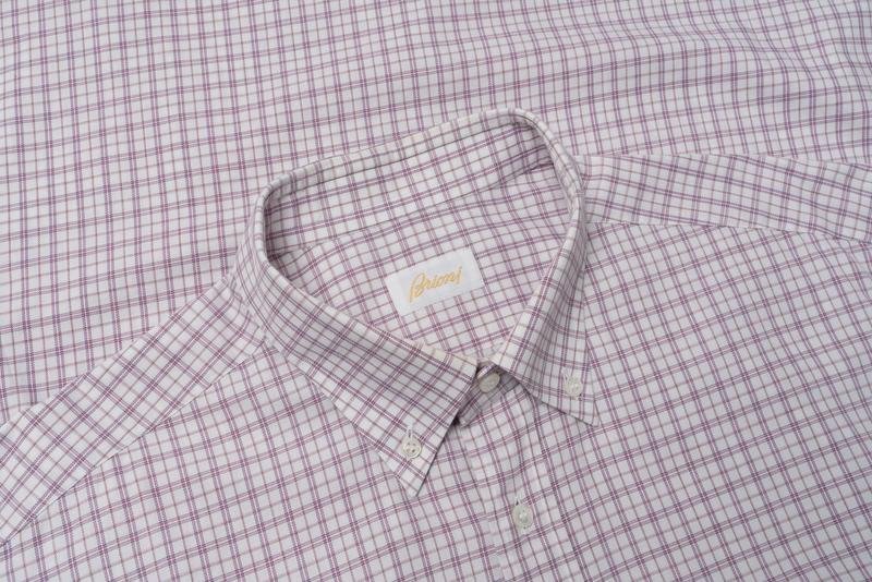 Herren Brioni Hemd Burgunder Baumwolle 44 / XXL /