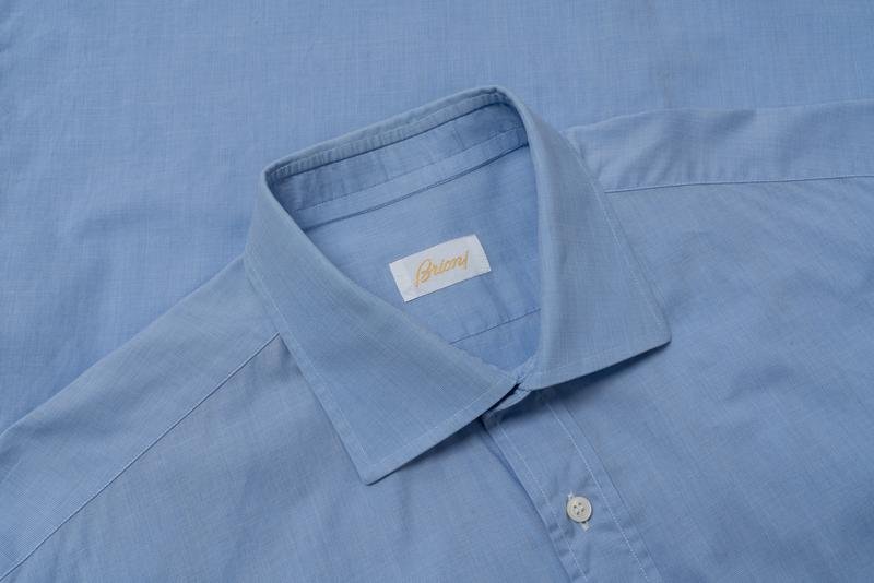 Herren Brioni Hemd Marineblau Baumwolle 42 / XL /