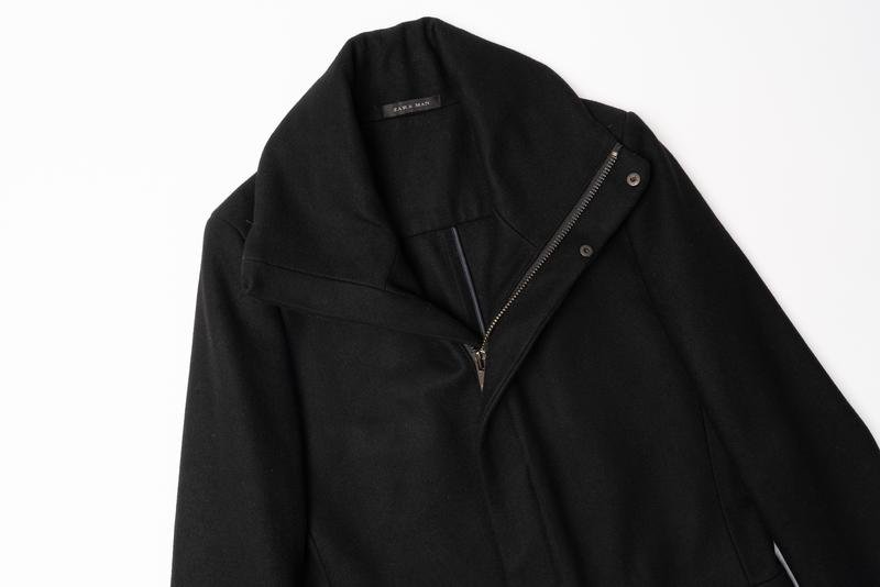 Herren ZARA Mantel Schwarz Polyamid 36 / S / 44