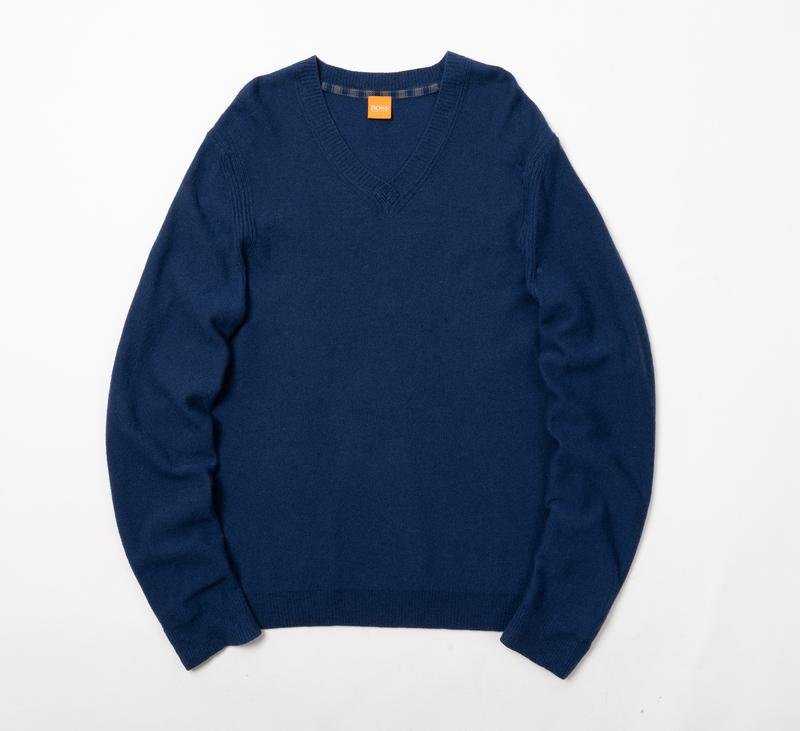 Herren Hugo Boss Pullover Marineblau Wolle 40 /L /
