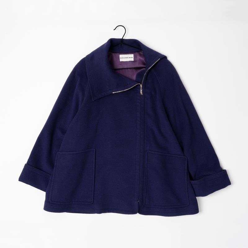 Femme Mugler Manteau Violet Angora Taille Unique