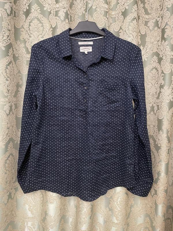 Женская Cambridge Satchel Блузка Тёмно-синий Лен