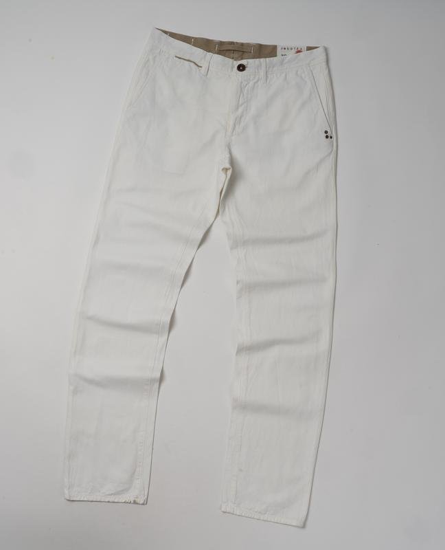 Мужские Incotex Брюки Белые Хлопок/Лен 33 / L / 48