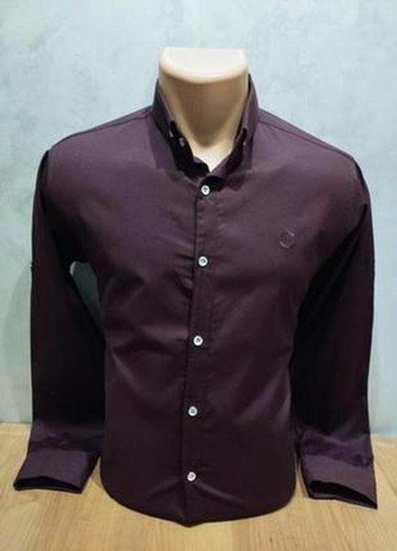 Мужской Boss Рубашка Бордовый Хлопок 38 / M / 46