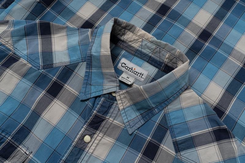 Men Carhartt Shirt Navy Cotton 38 / M / 46