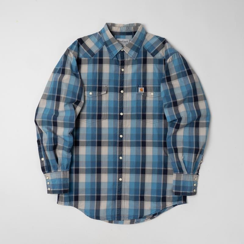 Men Carhartt Shirt Navy Cotton 38 / M / 46