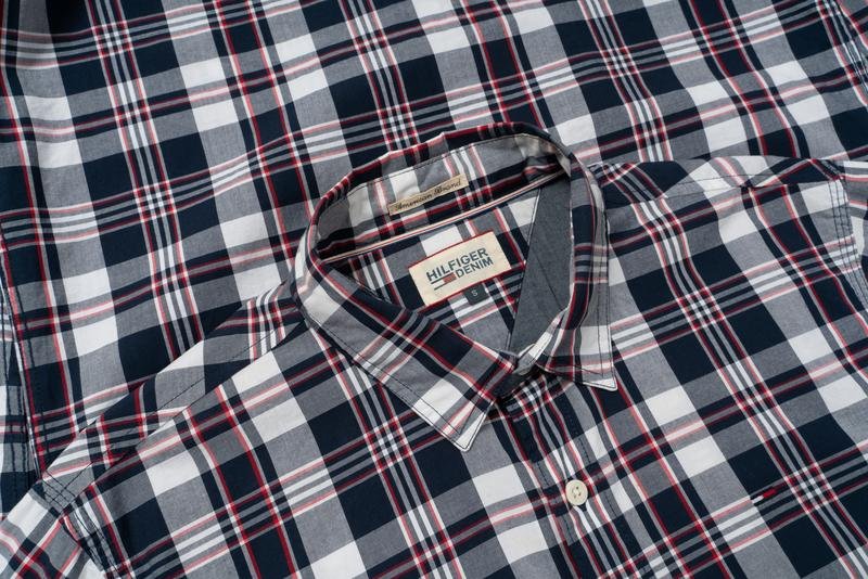 Uomo Tommy Hilfiger Camicia Blu Navy Cotone 36 / S