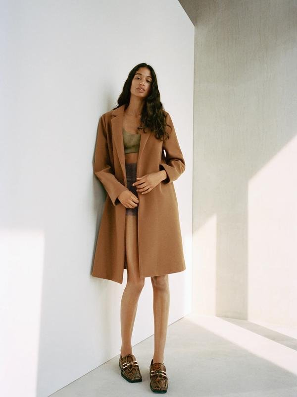 Женское ZARA Пальто Бежевое 38 / M / 46