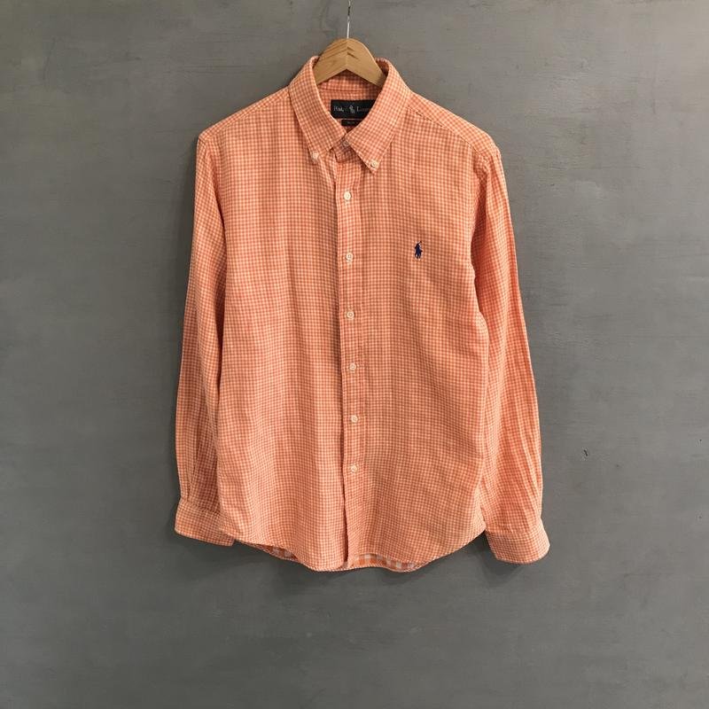 Men Ralph Lauren Shirt Coral Cotton 38 / M / 46