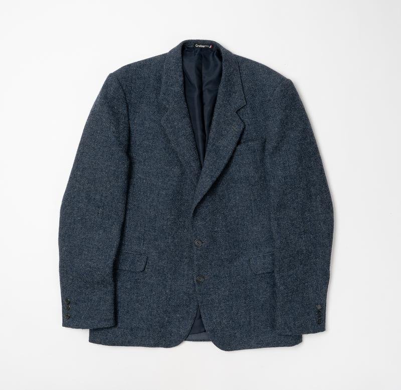 Uomo Harris Tweed Blazer Blu Navy Lana L