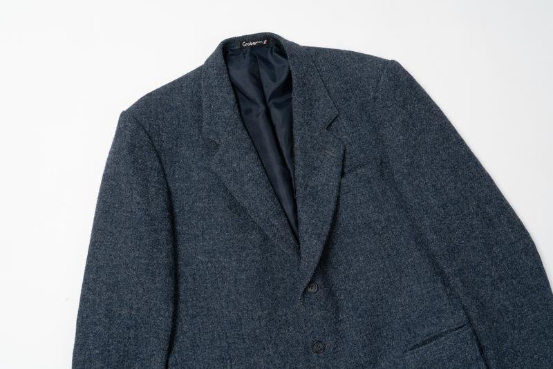 Uomo Harris Tweed Blazer Blu Navy Lana L