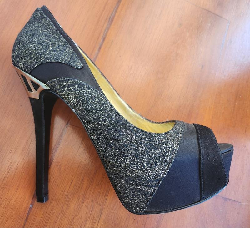 Donna Nine West Tacchi Nero Satin 38