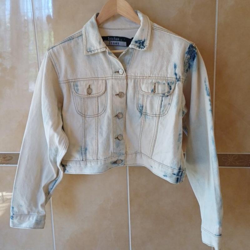 Women Vintage Jacket Beige Denim 44 / XXL / 52