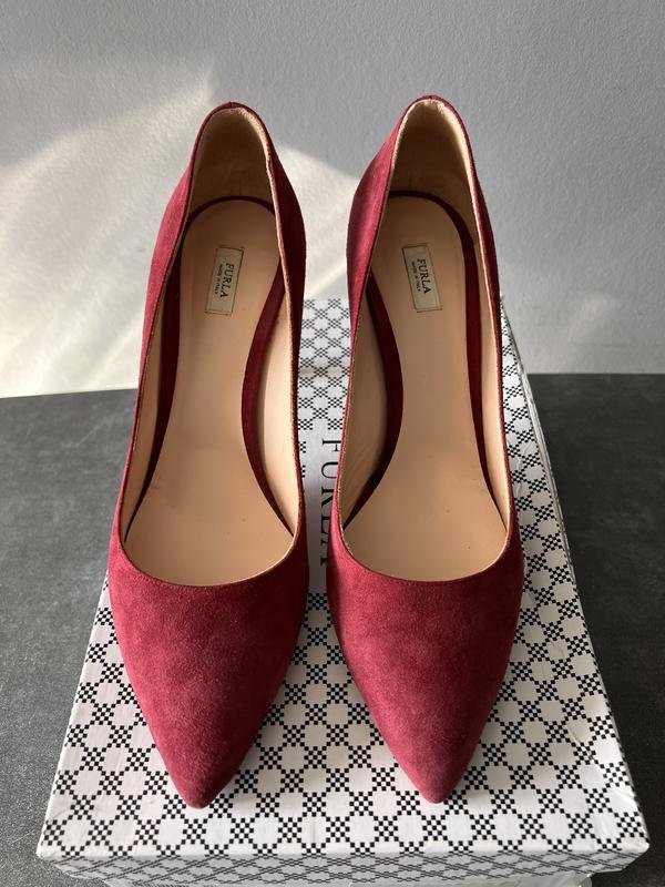Women Furla Heels Burgundy Suede 39