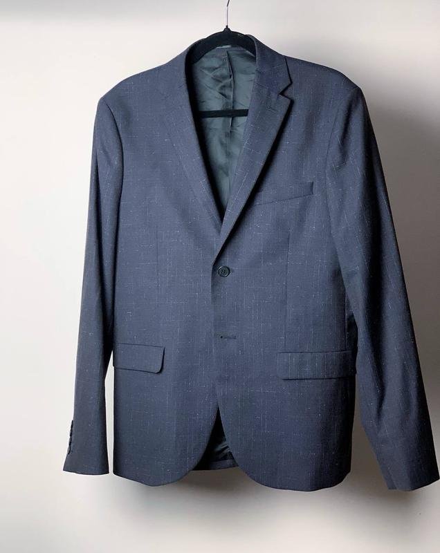Uomo H&M Blazer Blu Navy Lana 38 / M / 46